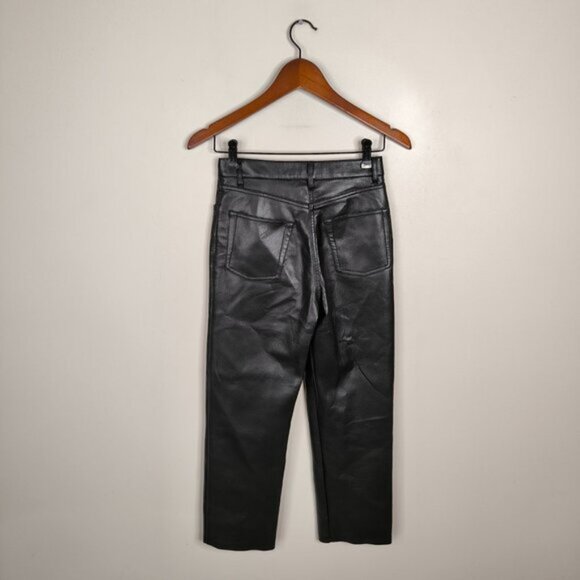 Aritzia Wilfred Biker Cyberpunk Minimalist Satin Vegan Leather Melina Pants 0 - Picture 3 of 9